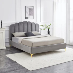 Pat 160x200 GEMINI Pat de catifea gri — MOBILA