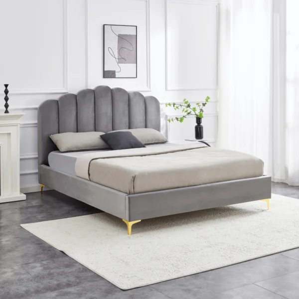 Pat 160x200 GEMINI Pat de catifea gri — MOBILA