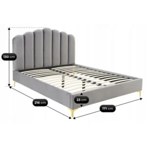 Pat 160x200 GEMINI Pat de catifea gri — MOBILA