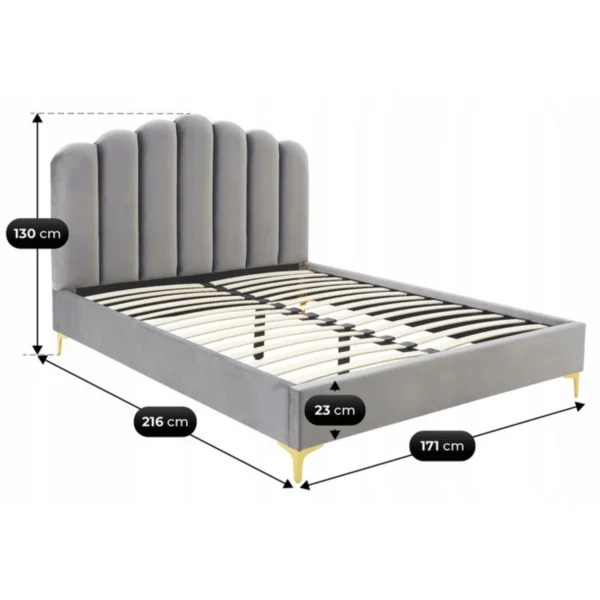 Pat 160x200 GEMINI Pat de catifea gri — MOBILA