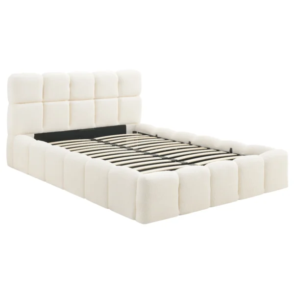 Pat 140x200 MURCJA cu spațiu de depozitare, bouclé crem — MOBILA