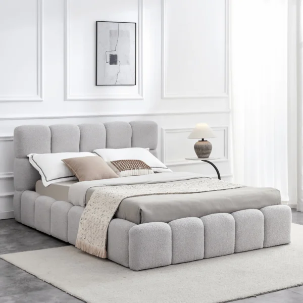 Pat MURCJA 140x200 cu spațiu de depozitare, bouclé gri