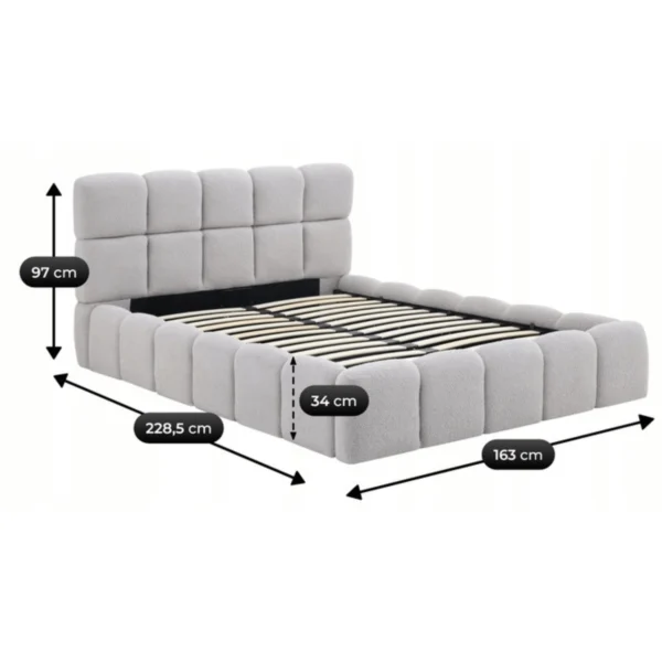 Pat MURCJA 140x200 cu spațiu de depozitare, bouclé gri