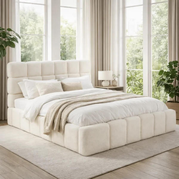 Pat MURCJA 160x200 cu spațiu de depozitare Cream Boucle