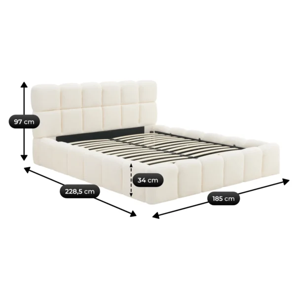 Pat MURCJA 160x200 cu spațiu de depozitare Cream Boucle