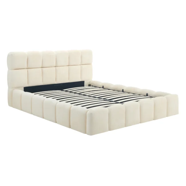 Pat 160x200 MURCJA cu recipient Crema catifea — MOBILA