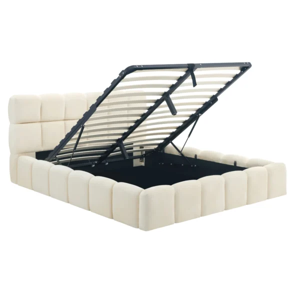 Pat 160x200 MURCJA cu recipient Crema catifea — MOBILA