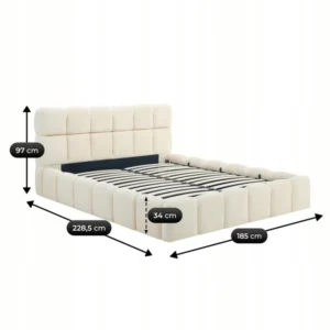 Pat 160x200 MURCJA cu recipient Crema catifea — MOBILA