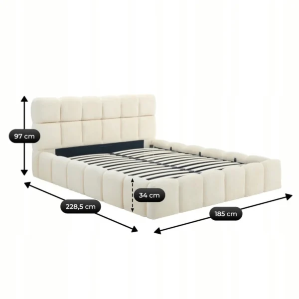Pat 160x200 MURCJA cu recipient Crema catifea — MOBILA