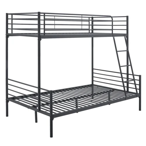 TRES Pat supraetajat 90x200 pentru tineri, negru, 2 în 1