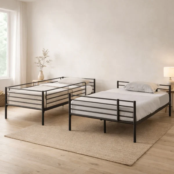 TRES pat supraetajat 90x200 Tineret negru 2in1 — MOBILA