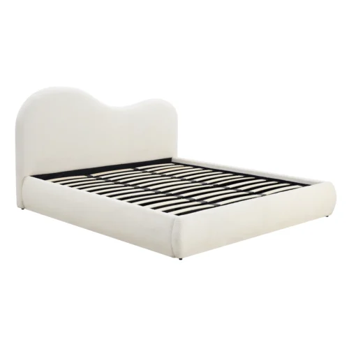 Pat 180x200 TALINN cu recipient Cream Boucle — Mobilier pentru dormitor