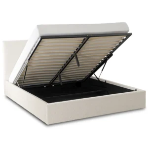 Pat MARSEILLE 160x200 cu spațiu de depozitare Cream Boucle