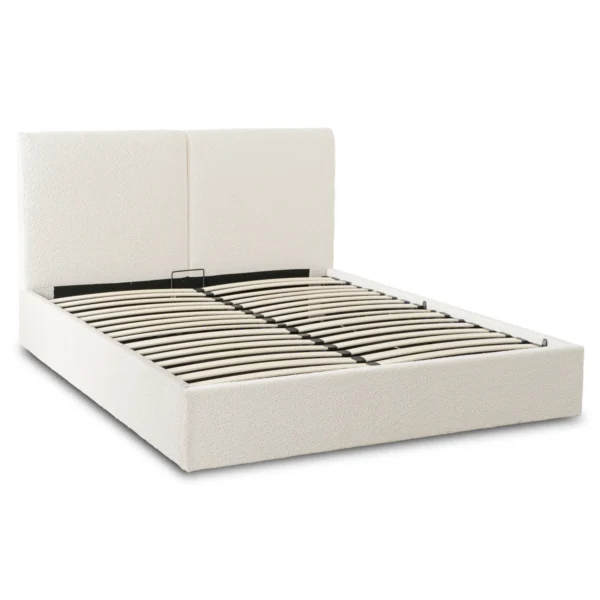 Pat MARSEILLE 160x200 cu spațiu de depozitare Cream Boucle