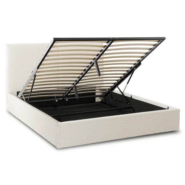 Pat MARSEILLE 160x200 cu spațiu de depozitare Cream Boucle