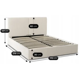 Pat MARSEILLE 160x200 cu spațiu de depozitare Cream Boucle