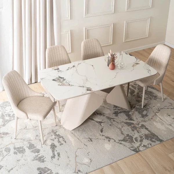 product-3687-0-1 VERONA Ceramic Folding Table 160-240 cm White Marble/Cashmere — Mese