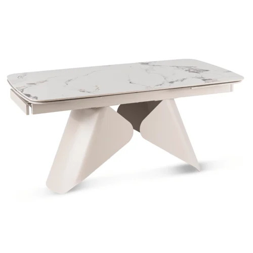 Masă extensibilă din ceramică VERONA 160-240 cm Marmură albă/Cașmir