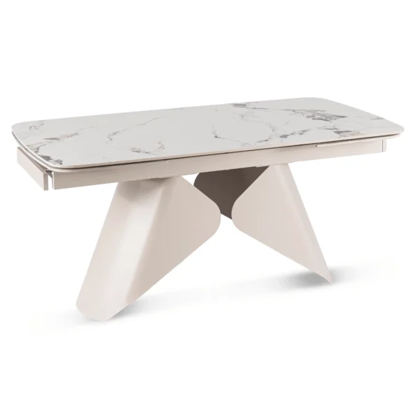 product-3687-0 VERONA Ceramic Folding Table 160-240 cm White Marble/Cashmere — Mese