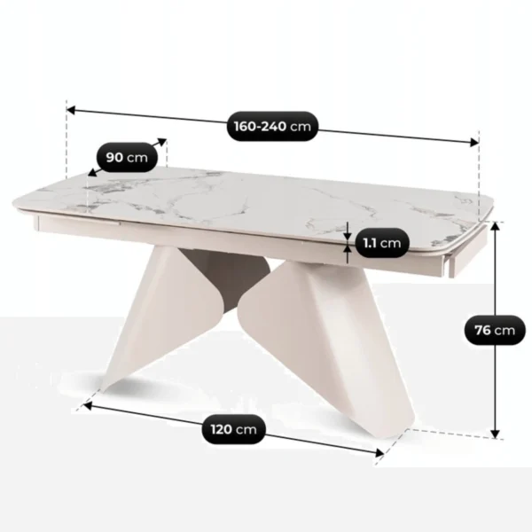 product-3687-10 VERONA Ceramic Folding Table 160-240 cm White Marble/Cashmere — Mese
