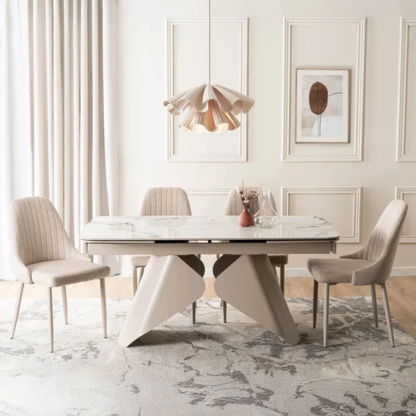 product-3687-4 VERONA Ceramic Folding Table 160-240 cm White Marble/Cashmere — Mese