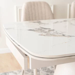 product-3687-5 VERONA Ceramic Folding Table 160-240 cm White Marble/Cashmere — Mese
