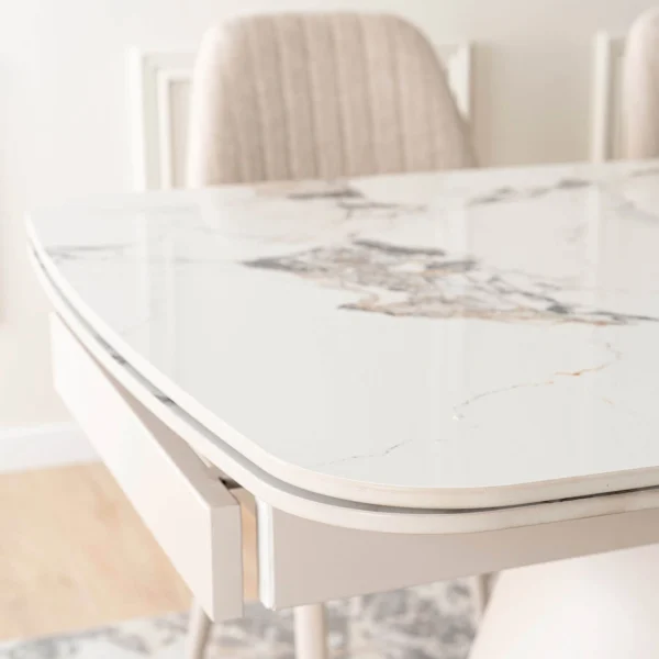 product-3687-5 VERONA Ceramic Folding Table 160-240 cm White Marble/Cashmere — Mese