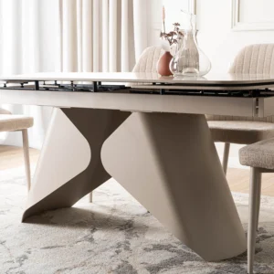 product-3687-7 VERONA Ceramic Folding Table 160-240 cm White Marble/Cashmere — Mese