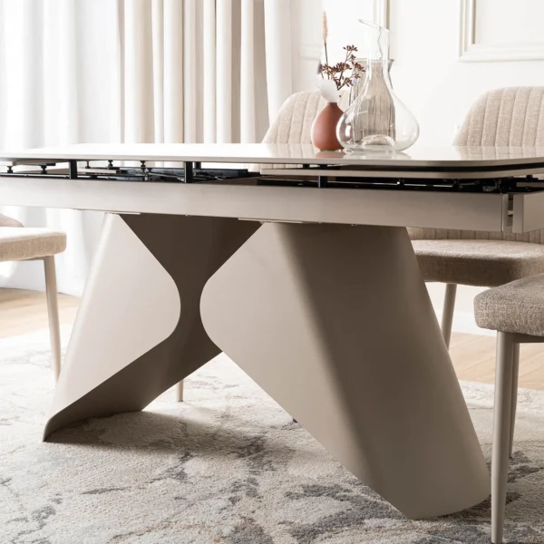 product-3687-7 VERONA Ceramic Folding Table 160-240 cm White Marble/Cashmere — Mese