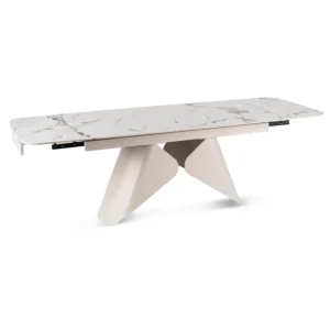 product-3687-8 VERONA Ceramic Folding Table 160-240 cm White Marble/Cashmere — Mese