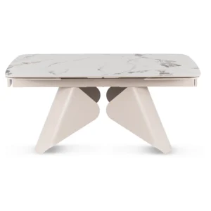 product-3687-9 VERONA Ceramic Folding Table 160-240 cm White Marble/Cashmere — Mese
