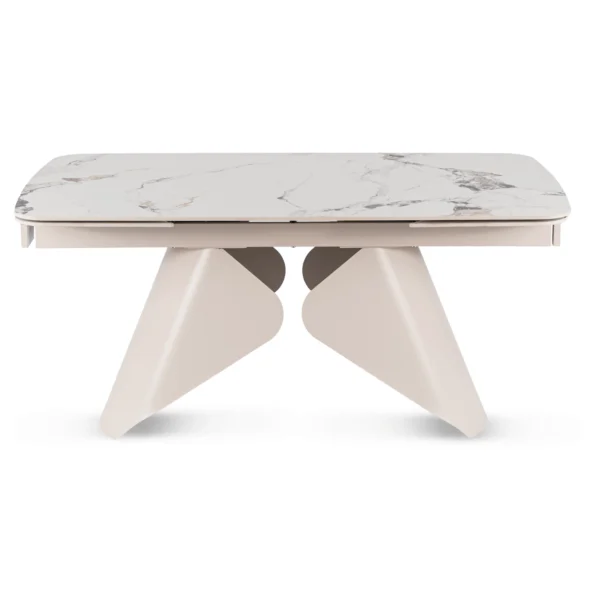product-3687-9 VERONA Ceramic Folding Table 160-240 cm White Marble/Cashmere — Mese