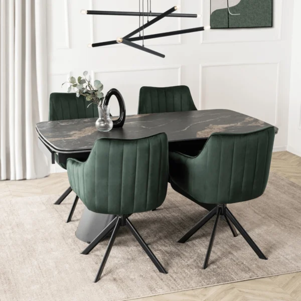 Scaun pivotant MUMBAI, velur, verde