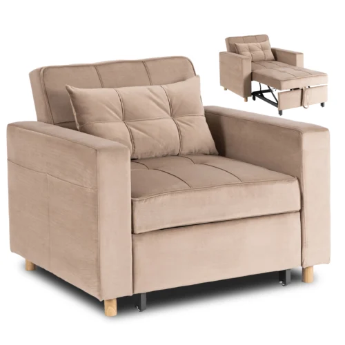 Scaun reclinabil SOLOR din velur bej