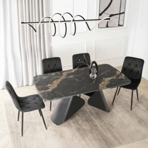 product-3699-0-1 VERONA Ceramic Folding Table 160-240 cm Marmură neagră/Negru — Mese