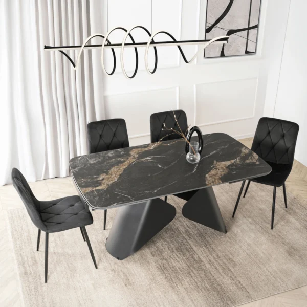 product-3699-0-1 VERONA Ceramic Folding Table 160-240 cm Marmură neagră/Negru — Mese