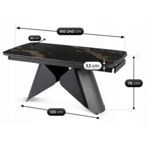 product-3699-10 VERONA Ceramic Folding Table 160-240 cm Marmură neagră/Negru — Mese
