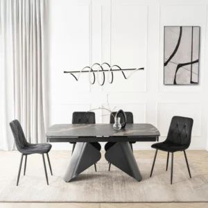 product-3699-4 VERONA Ceramic Folding Table 160-240 cm Marmură neagră/Negru — Mese