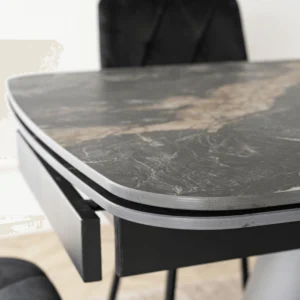 product-3699-5 VERONA Ceramic Folding Table 160-240 cm Marmură neagră/Negru — Mese