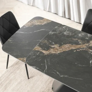 product-3699-6 VERONA Ceramic Folding Table 160-240 cm Marmură neagră/Negru — Mese