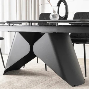product-3699-7 VERONA Ceramic Folding Table 160-240 cm Marmură neagră/Negru — Mese