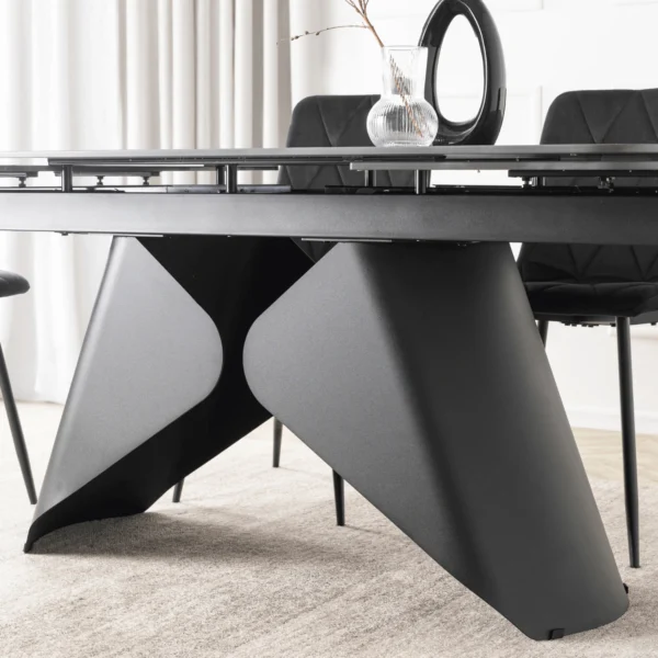product-3699-7 VERONA Ceramic Folding Table 160-240 cm Marmură neagră/Negru — Mese