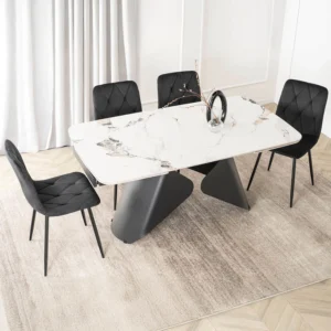 product-3700-0-1 VERONA Ceramic Folding Table 160-240 cm Marmură albă/Negru — Mese