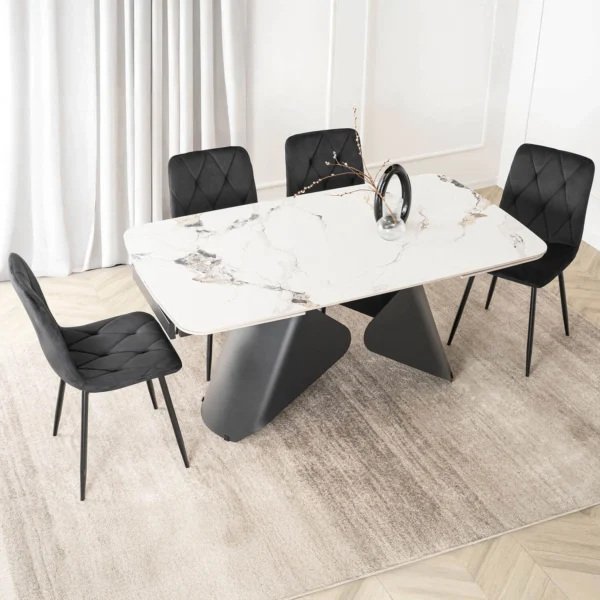 product-3700-0-1 VERONA Ceramic Folding Table 160-240 cm Marmură albă/Negru — Mese