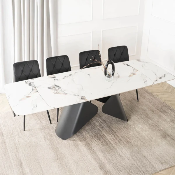 product-3700-1 VERONA Ceramic Folding Table 160-240 cm Marmură albă/Negru — Mese