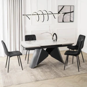 product-3700-2 VERONA Ceramic Folding Table 160-240 cm Marmură albă/Negru — Mese