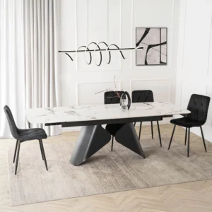 product-3700-3 VERONA Ceramic Folding Table 160-240 cm Marmură albă/Negru — Mese