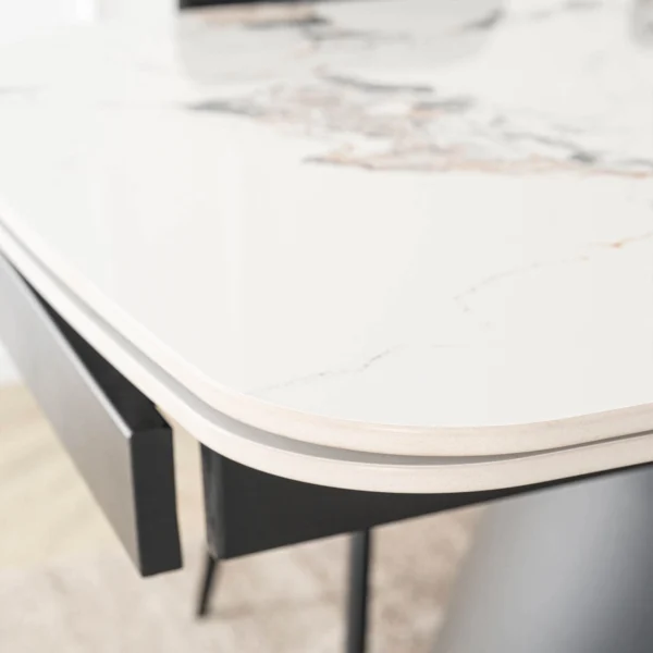 product-3700-4 VERONA Ceramic Folding Table 160-240 cm Marmură albă/Negru — Mese