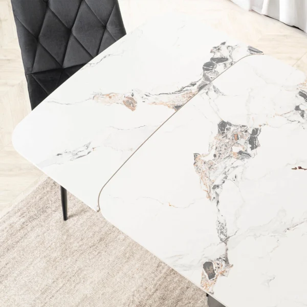 product-3700-5 VERONA Ceramic Folding Table 160-240 cm Marmură albă/Negru — Mese