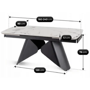 product-3700-9 VERONA Ceramic Folding Table 160-240 cm Marmură albă/Negru — Mese